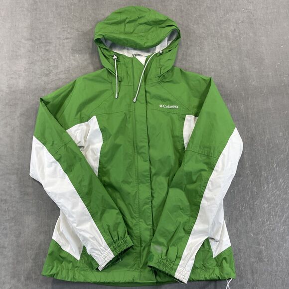 Columbia Jackets & Blazers - Columbia OMNI-TECH Waterproof Womens Medium Hooded Rain Jacket Green White